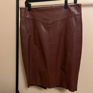 Express Brown Midi Leather Skirt